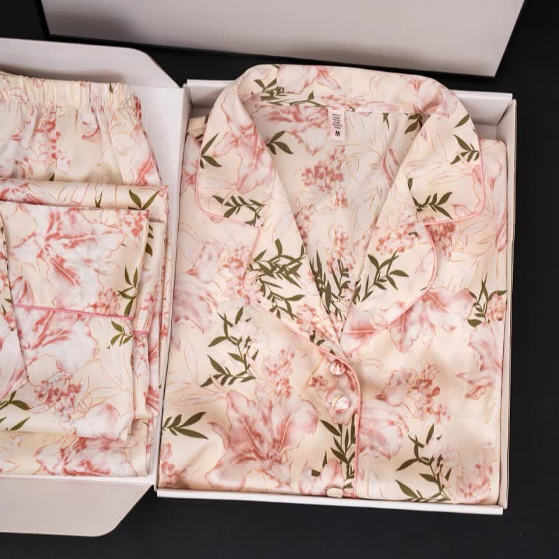 Rustic Pink Floral & Leaf Pajama Set - Apricot - XXL - image 0
