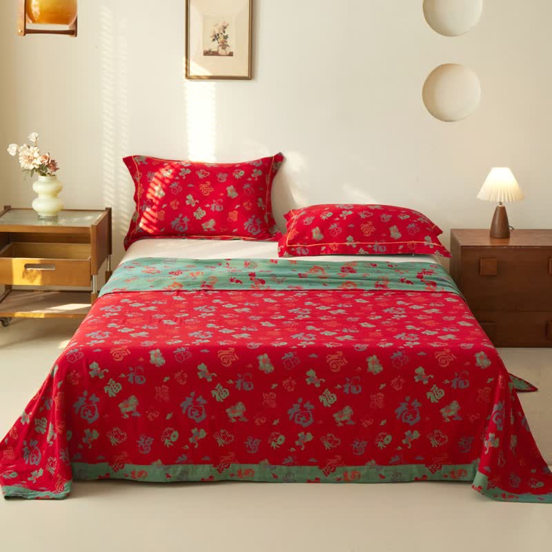 Oriental Horse Cotton Double Gauze Bedspread - Bedspread with 2PCS Pillowcases - King - image 0