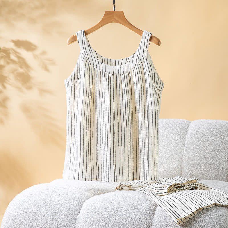 Minimalist Striped Cotton Sleeveless Pajama Set - image 11