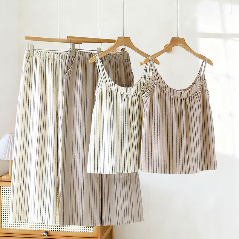 Minimalist Striped Cotton Sleeveless Pajama Set - image 0