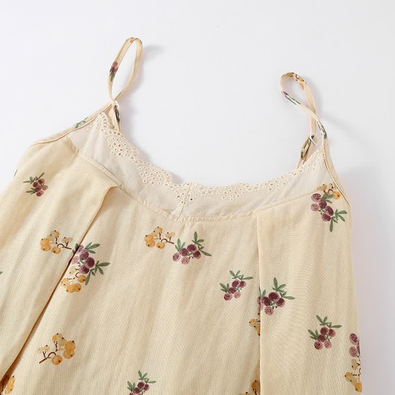 Loquat Print Cotton Pajama Set(3PCS) - image 5