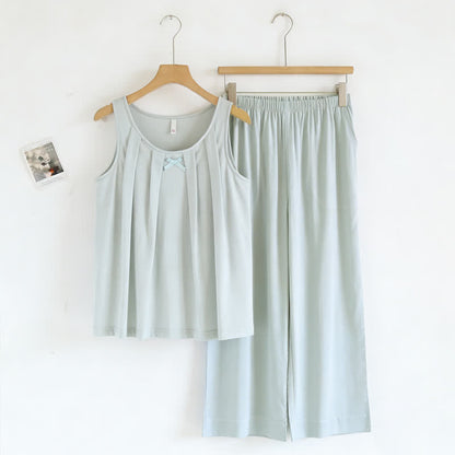 Solid Color Cotton Tank & Pants Sleepwear - Light Blue - XXL - image 8
