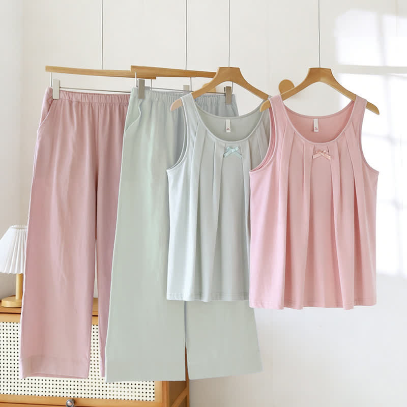 Solid Color Cotton Tank & Pants Sleepwear - image 0