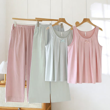 Solid Color Cotton Tank & Pants Sleepwear - image 0