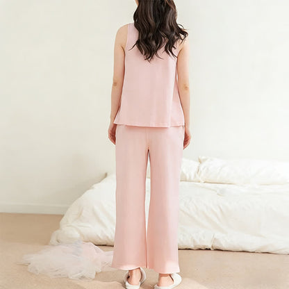 Solid Color Cotton Tank & Pants Sleepwear - image 7