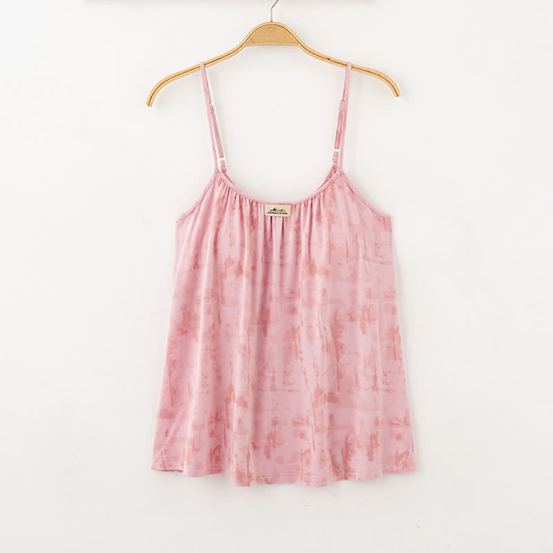 Artistic Watercolor-Inspired Cotton Camisole & Pants Sleepwear - image 2