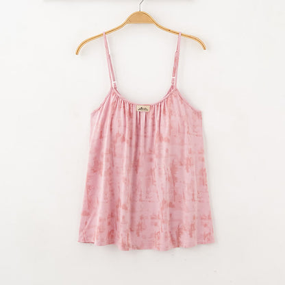 Artistic Watercolor-Inspired Cotton Camisole & Pants Sleepwear - image 2
