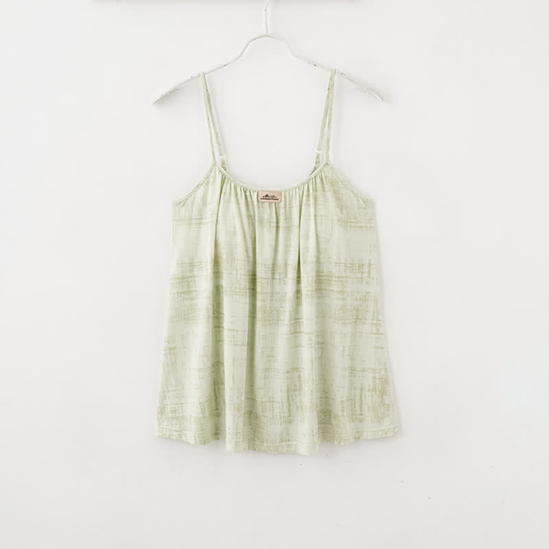 Artistic Watercolor-Inspired Cotton Camisole & Pants Sleepwear - image 12
