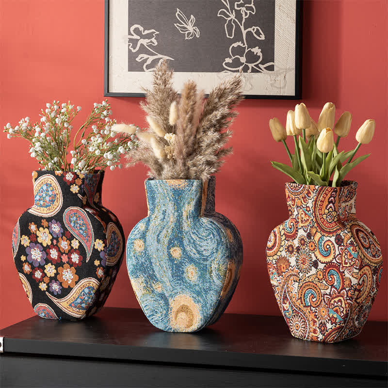 Artistic Fabric-Wrapped Vase for Home Aesthetics - image 1