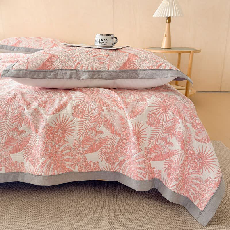 Cotton Jungle Leaf Muslin Quilt Blanket - image 8