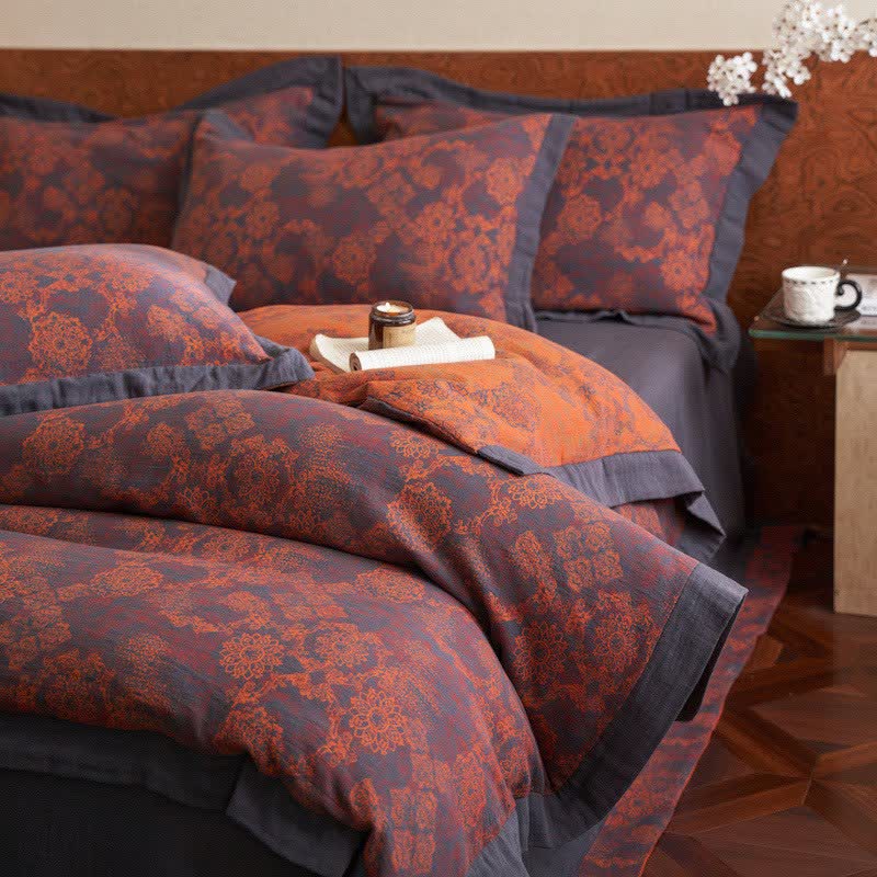 Vintage Floral Cotton Double Gauze Bedding(4PCS) - image 5