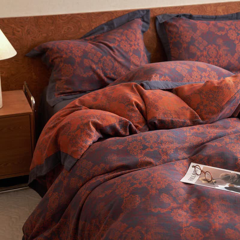 Vintage Floral Cotton Double Gauze Bedding(4PCS) - image 8