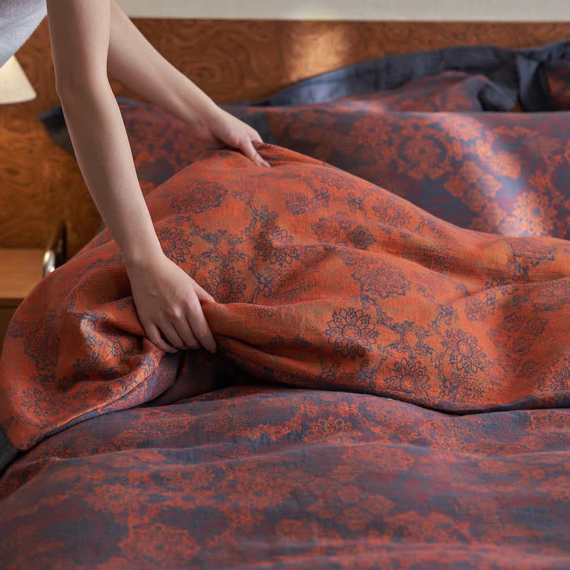 Vintage Floral Cotton Double Gauze Bedding(4PCS) - image 9