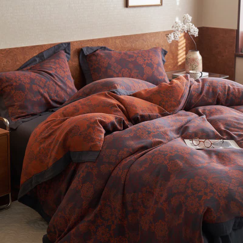 Vintage Floral Cotton Double Gauze Bedding(4PCS) - King - image 0