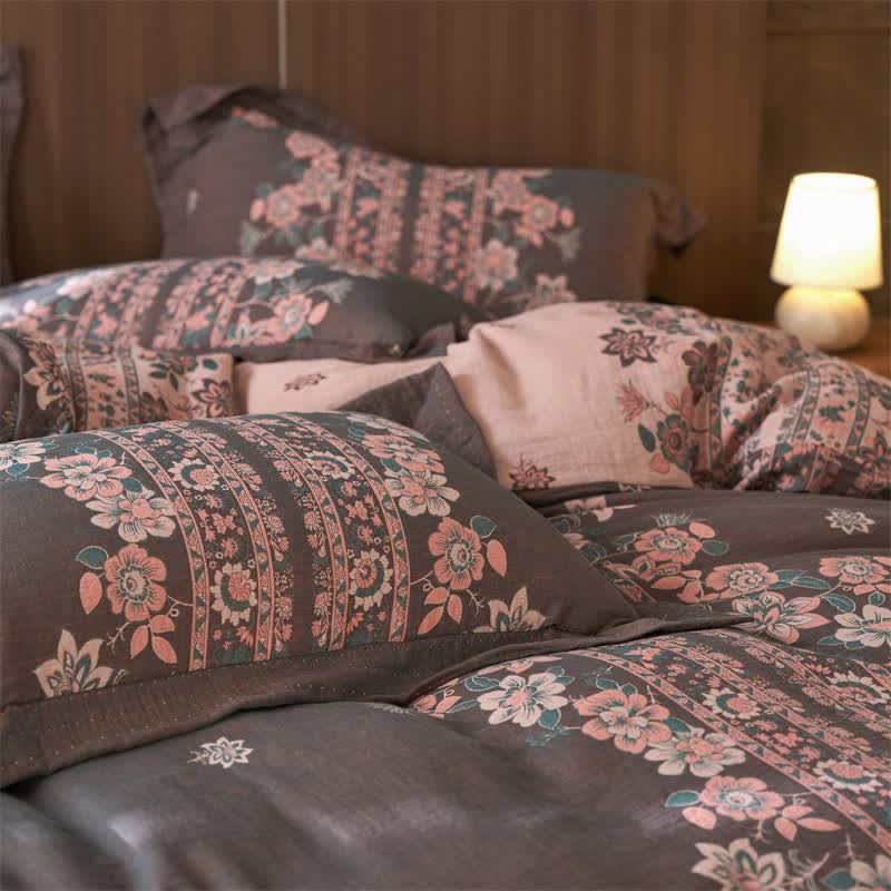 Luxury Floral Cotton Double Gauze Bedding Set(4PCS) - image 9
