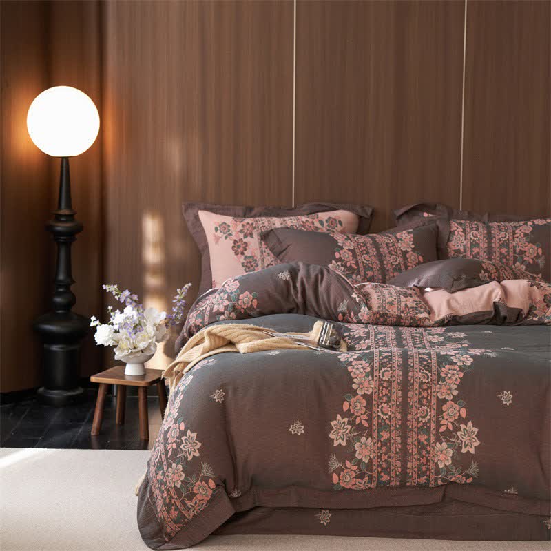 Luxury Floral Cotton Double Gauze Bedding Set(4PCS) - image 2