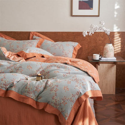 Floral & Bow Cotton Double Gauze Bedding Set(4PCS) - image 2