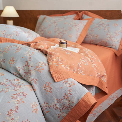 Floral & Bow Cotton Double Gauze Bedding Set(4PCS) - image 11