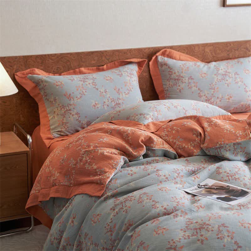 Floral & Bow Cotton Double Gauze Bedding Set(4PCS) - image 10