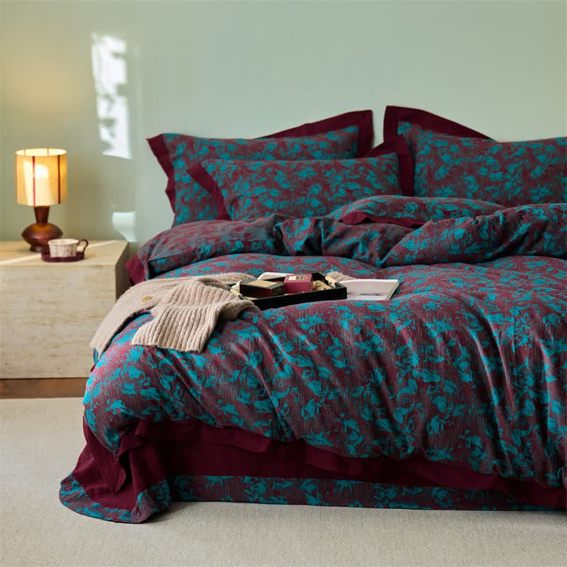 Artistic Floral Cotton Double Gauze Bedding(4PCS) - image 2