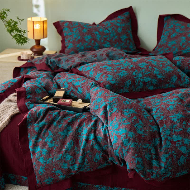Artistic Floral Cotton Double Gauze Bedding(4PCS) - image 3