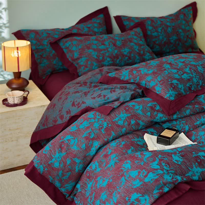 Artistic Floral Cotton Double Gauze Bedding(4PCS) - image 8