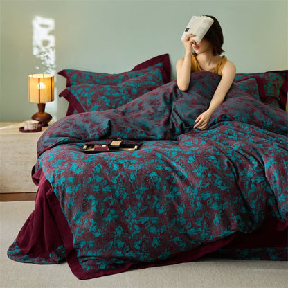 Artistic Floral Cotton Double Gauze Bedding(4PCS) - image 5