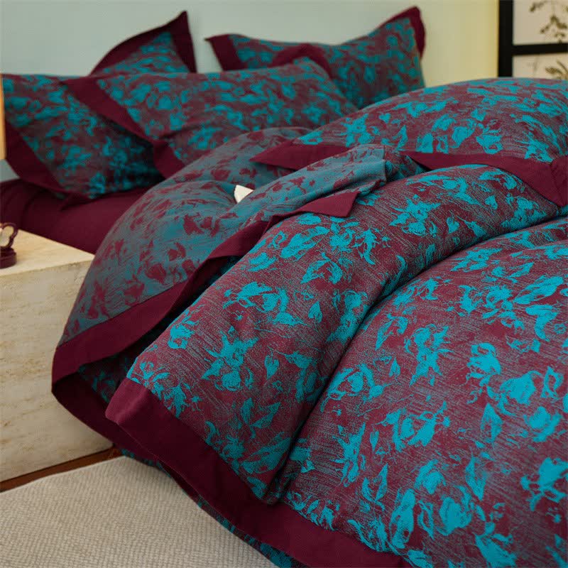 Artistic Floral Cotton Double Gauze Bedding(4PCS) - image 7
