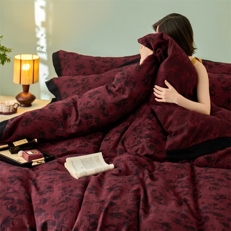 Artistic Floral Cotton Double Gauze Bedding(4PCS) - image 16