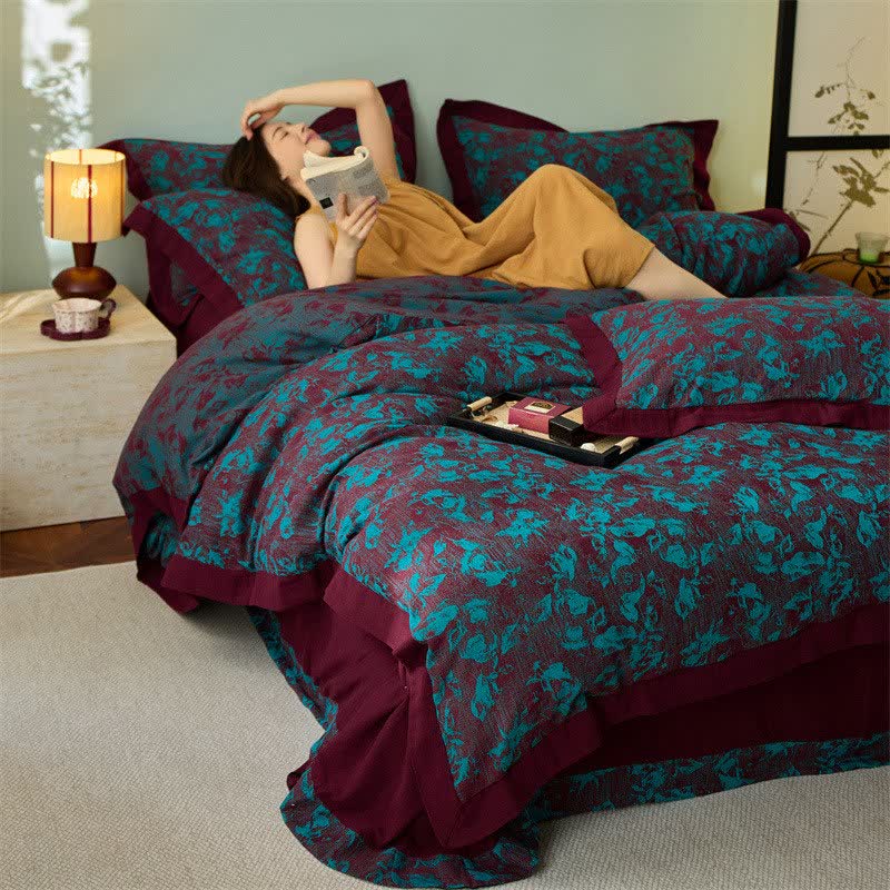 Artistic Floral Cotton Double Gauze Bedding(4PCS) - image 4