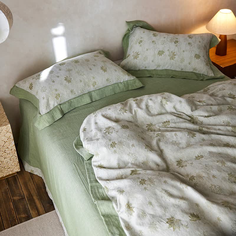 Refresh Leaf Cotton Double Gauze Bedding Set(4PCS) - image 4