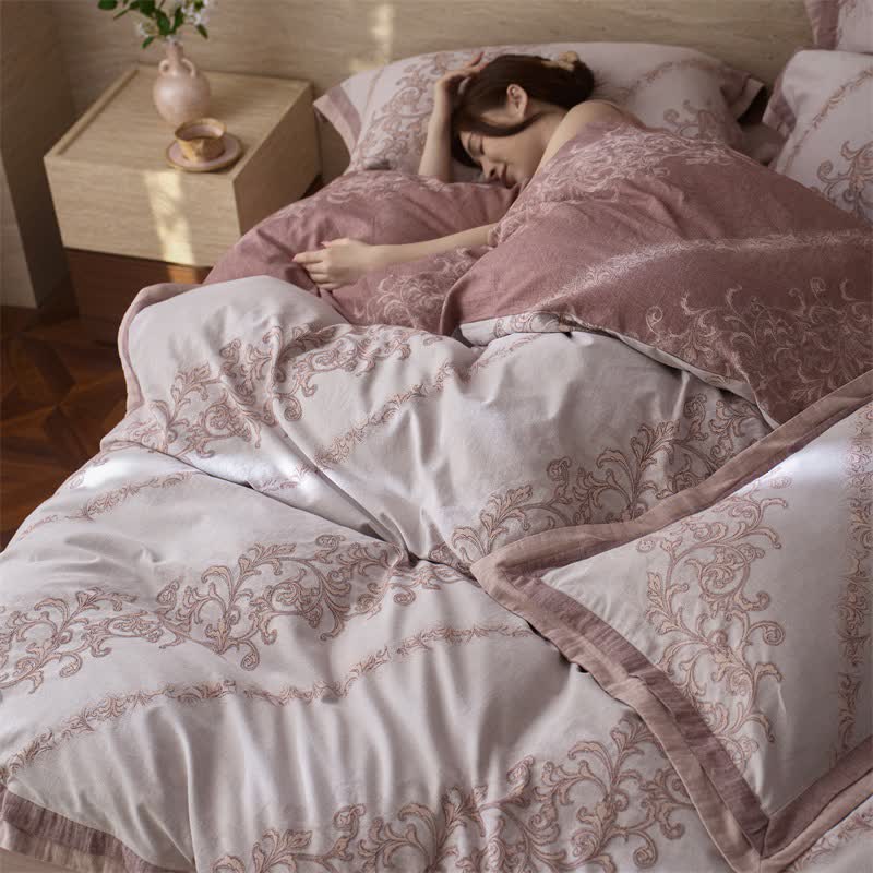 Vintage Pink Cotton Double Gauze Bedding(4PCS) - image 6