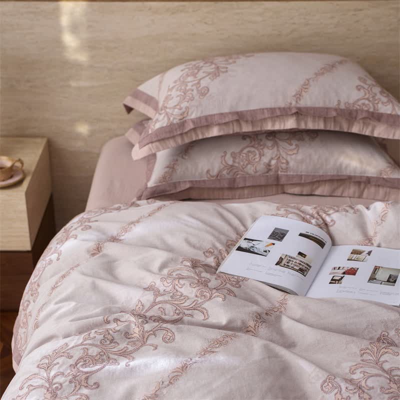 Vintage Pink Cotton Double Gauze Bedding(4PCS) - image 3