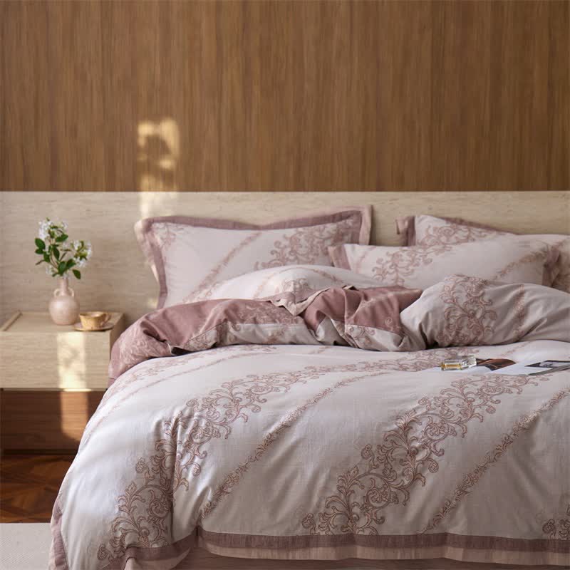 Vintage Pink Cotton Double Gauze Bedding(4PCS) - image 2