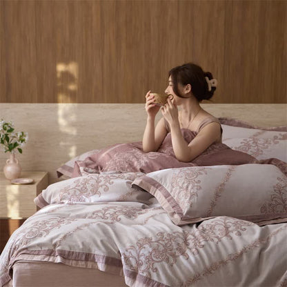 Vintage Pink Cotton Double Gauze Bedding(4PCS) - image 8