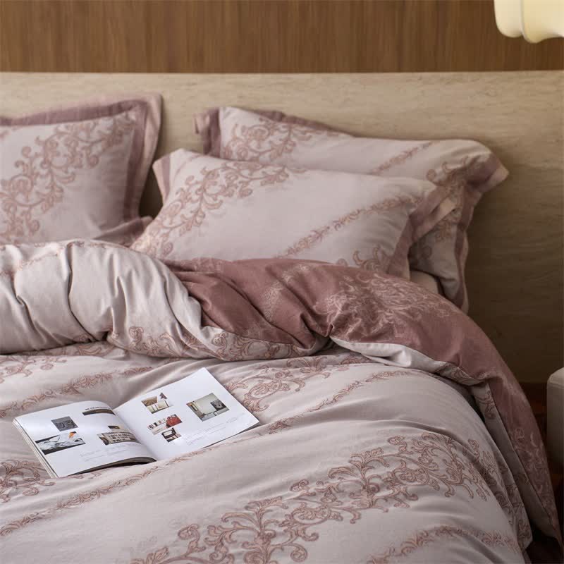Vintage Pink Cotton Double Gauze Bedding(4PCS) - King - image 0