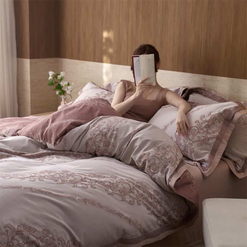 Vintage Pink Cotton Double Gauze Bedding(4PCS) - image 7