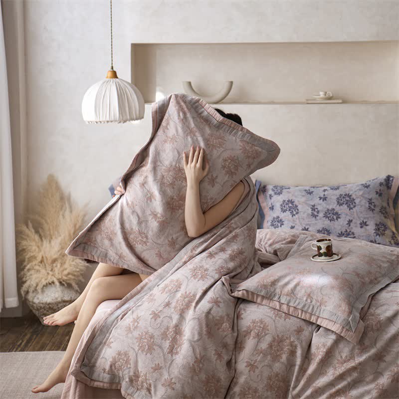 Elegant Floral Cotton Double Gauze Bedding(4PCS) - image 25