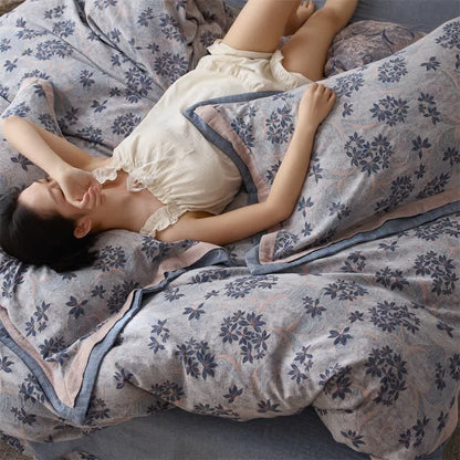 Elegant Floral Cotton Double Gauze Bedding(4PCS) - image 8