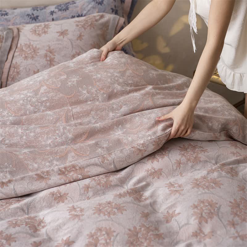 Elegant Floral Cotton Double Gauze Bedding(4PCS) - image 27