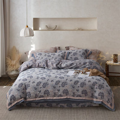 Elegant Floral Cotton Double Gauze Bedding(4PCS) - image 1
