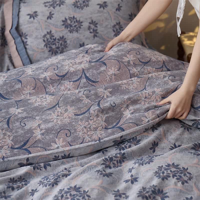 Elegant Floral Cotton Double Gauze Bedding(4PCS) - image 12