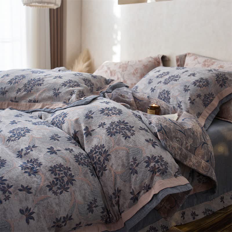 Elegant Floral Cotton Double Gauze Bedding(4PCS) - image 11