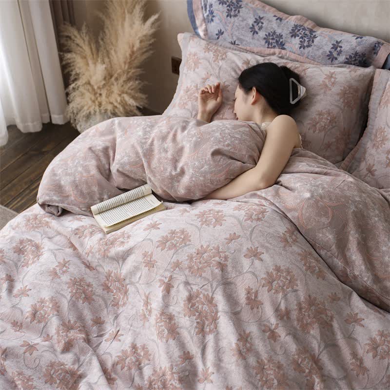 Elegant Floral Cotton Double Gauze Bedding(4PCS) - image 24