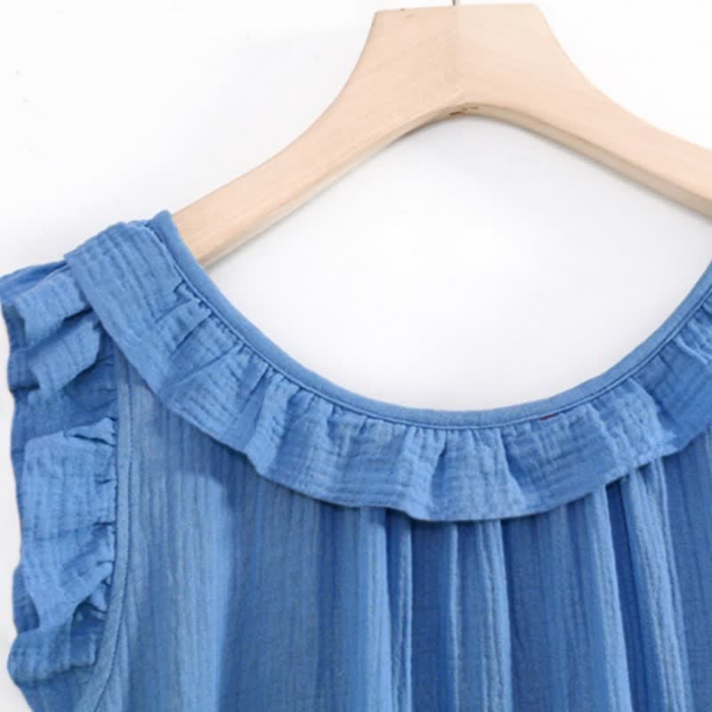 Ownkoti Plus Size Minimalist Cotton Ruffle Sleeveless Nightgown - image 20