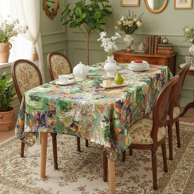Impressionist Oil Painting Jacquard Tablecloth - Rectangle - 51" x 102" - image 0