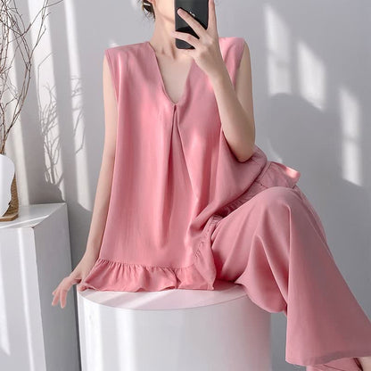 Solid Color Tank & Pants Pajama Set - image 5