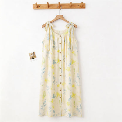 Country-Style Floral & Leaf Camisole Nightgown - image 1