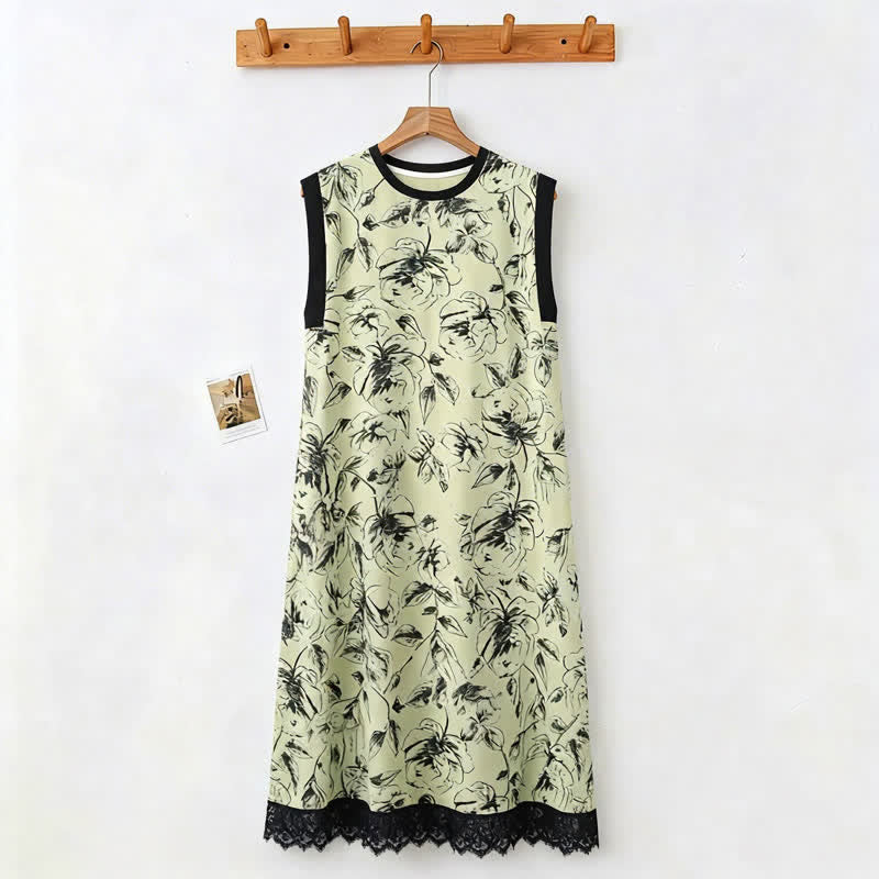 Artistic Floral Cotton Sleeveless Lace Nightgown - image 1