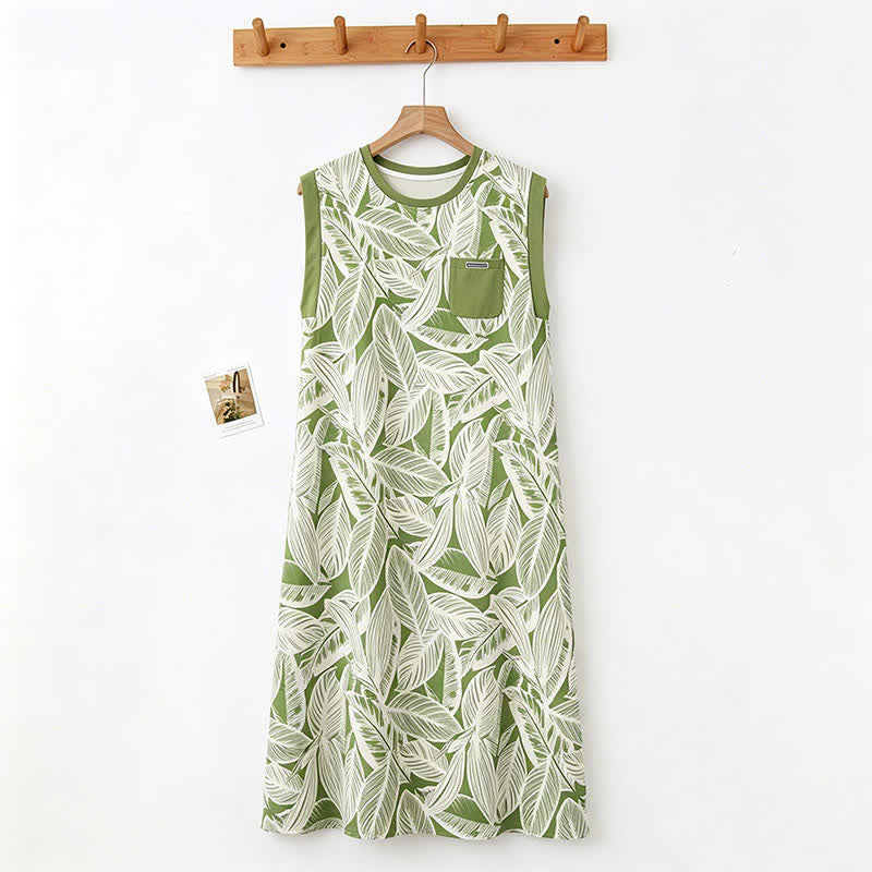 Botanical Cotton Sleeveless Lounge Dress - image 1